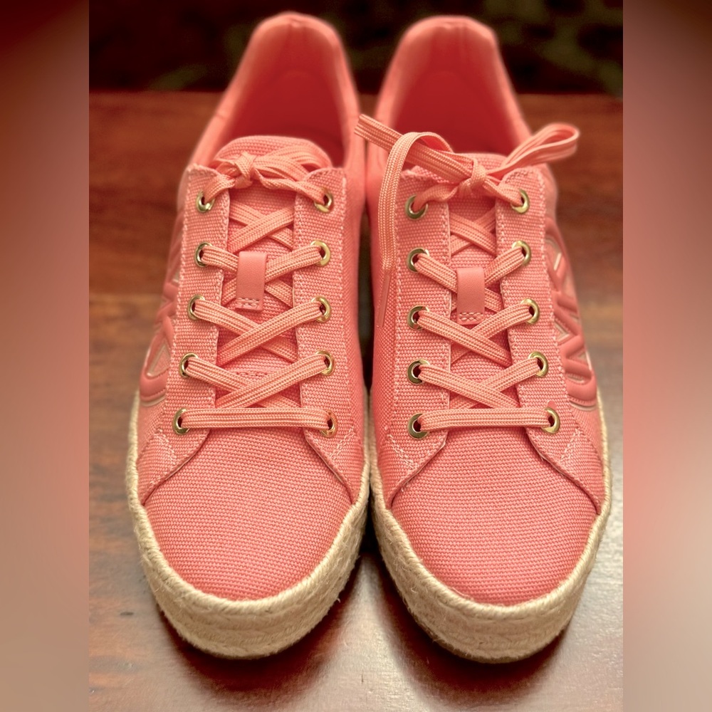 Michael Kors Poppy Espadrille Lace-Up Canvas Sneaker Tea Rose/Pink Nib